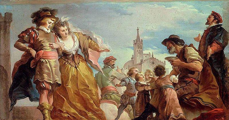 Giuseppe Cades The Meeting of Gautier, Count of Antwerp, and his Daughter, Violante Norge oil painting art